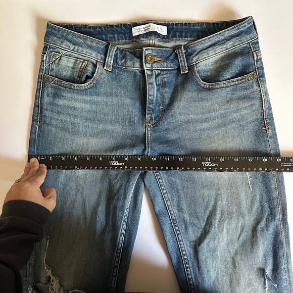 ZARA Basic Z1975 Denim Women's Rolled up embellished distressed Jeans Size US 8 - Picture 13 of 13